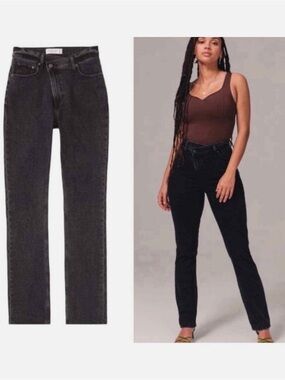 Abercrombie & Fitch Black Ultra High Rise 90s crossover Straight Jeans
